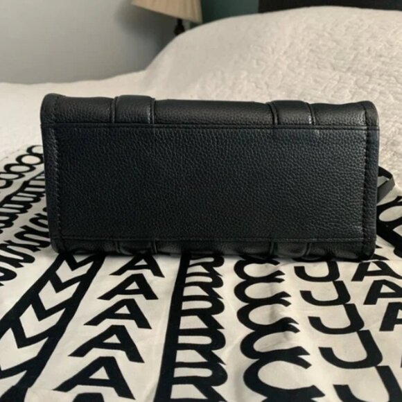 Marc Jacobs Full Grain Leather Tote Handbag Crossbody Strap Black Goldendoodle - Picture 7 of 14